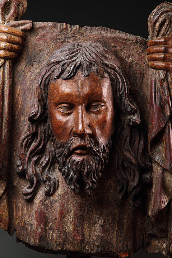 South German Carved Walnut Panel Depicting the Image of Christ